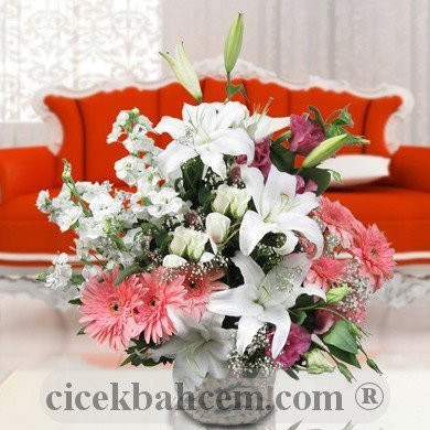 ILOVE YOU,Özel Beyaz Krizantem ve Pembe Lilyum Aranjmanı ILOVE YOU,Özel Beyaz Krizantem ve Pembe Lilyum Aranjmanı
