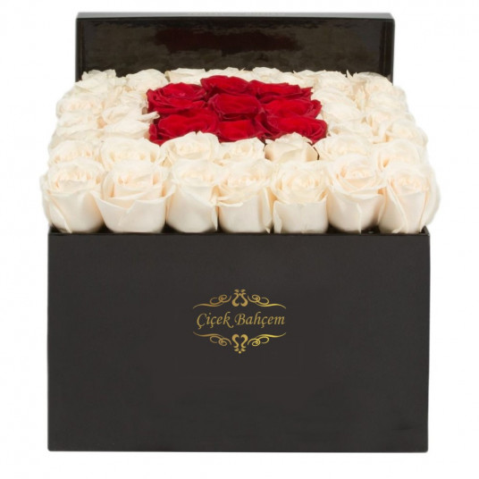 Siyah Kutuda 41 Beyaz Kırmızı Güller