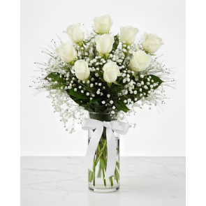 9 Adet Beyaz Gülün Aranjmanı Seni Seviyorum