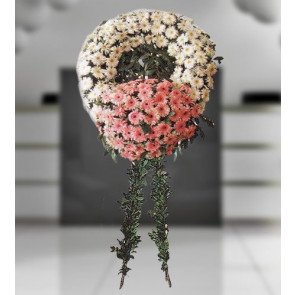 BEYAZ ve Pembe Gerbera Hazırlanan Cenaze Çiçeği