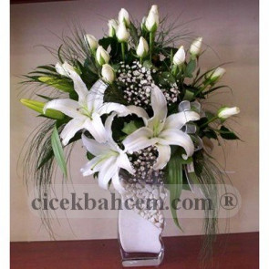 Beyaz Kokulu Lilyum Beyaz Gül