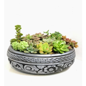 Siyah Geniş Taş Vazo