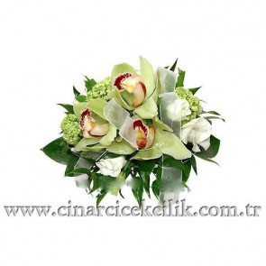Yesil Orkide İle Hazırlanmış Orkide Gelin Buketi