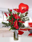 12 Adet Kırmızı Gül Kırmızı Antorium Aranjmanı