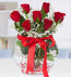 Cam Vazoda 7 Adet Kırmızı Gül